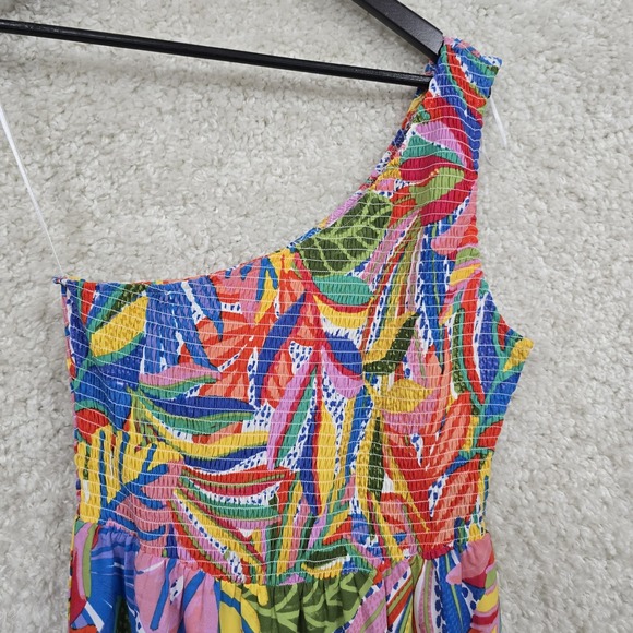 Sugarlips Shiloh One Shoulder Maxi‎ Dress Smocked Tropical Size Small Tropical - Picture 4 of 14